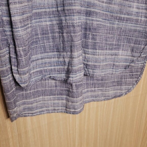 Merona Womens Blue Long Sleeve Cotton Striped Textured Print Tunic Medium - Picture 4 of 6